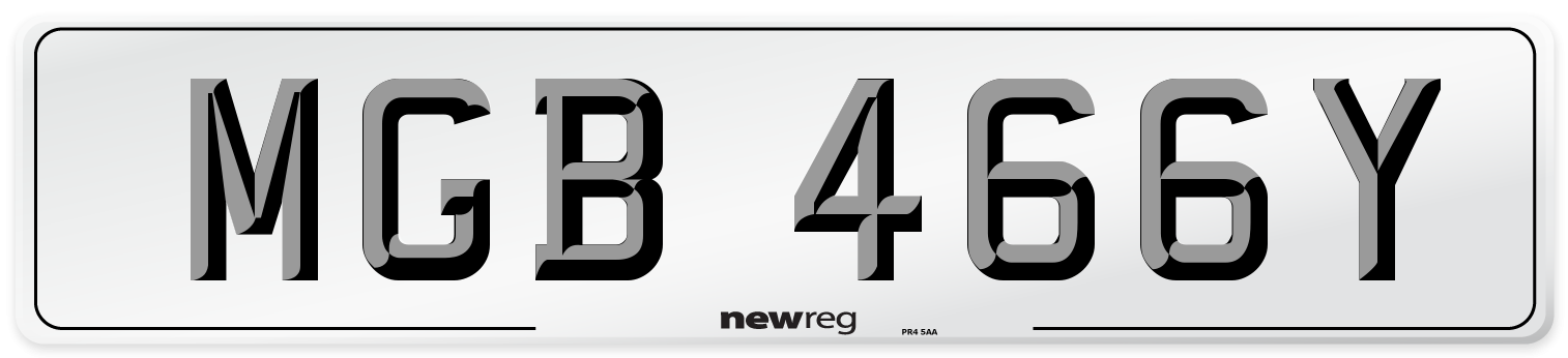 MGB 466Y Number Plate from New Reg